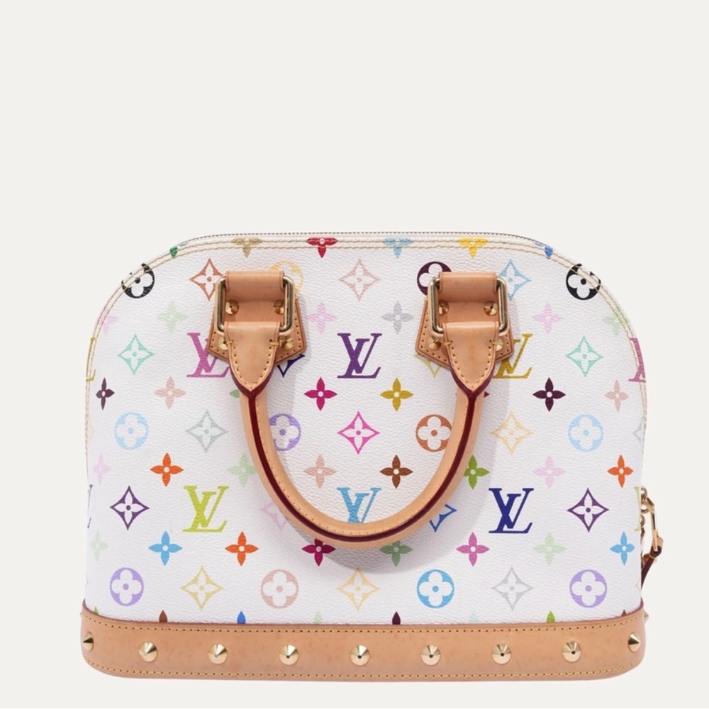 Rare!! LV x TM Louis Vuitton x Murakami Multicolor Monogram Alma PM WHITE CANVAS - Picture 5 of 16